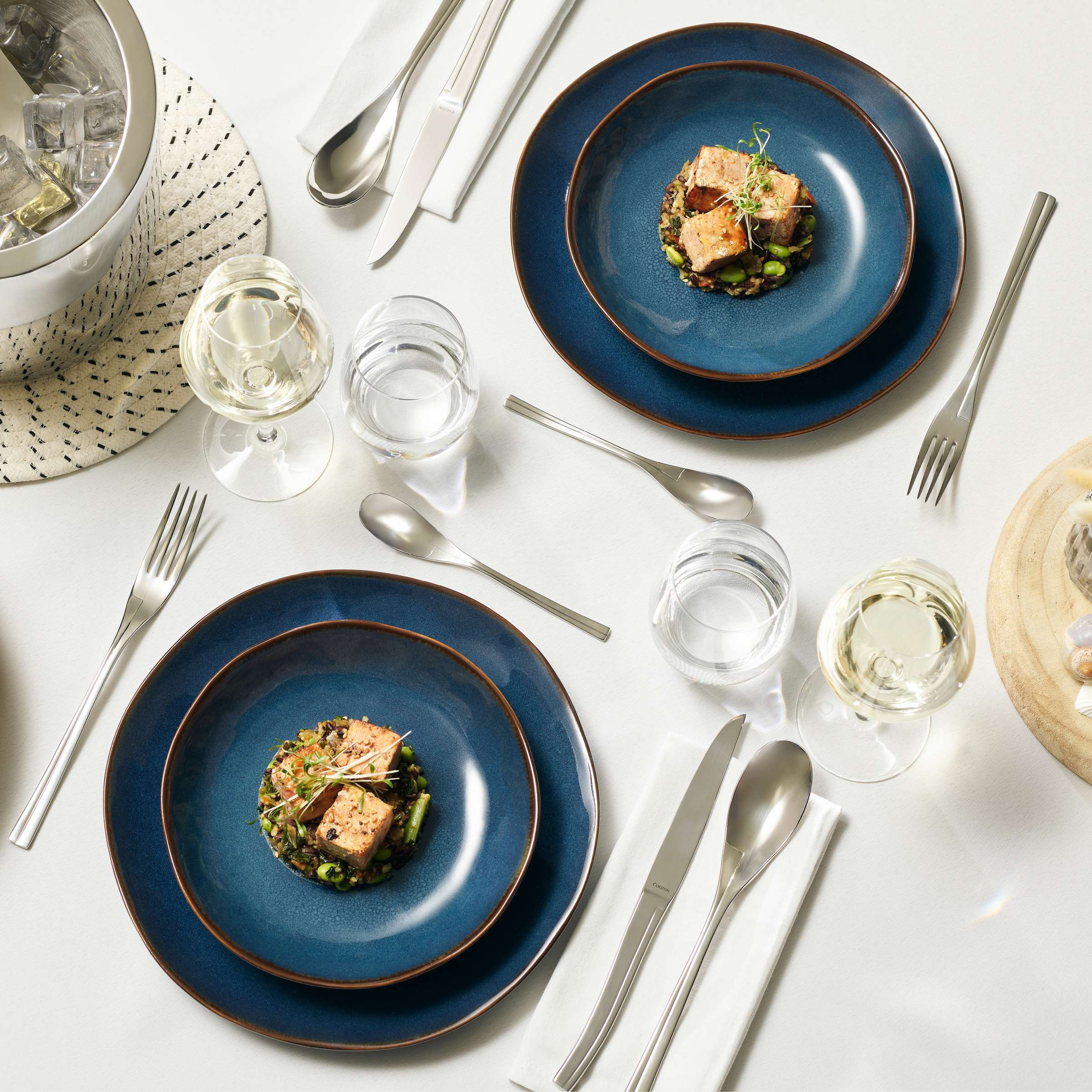 VERTIGO DENIM Salatteller blau,braun 6 Stück