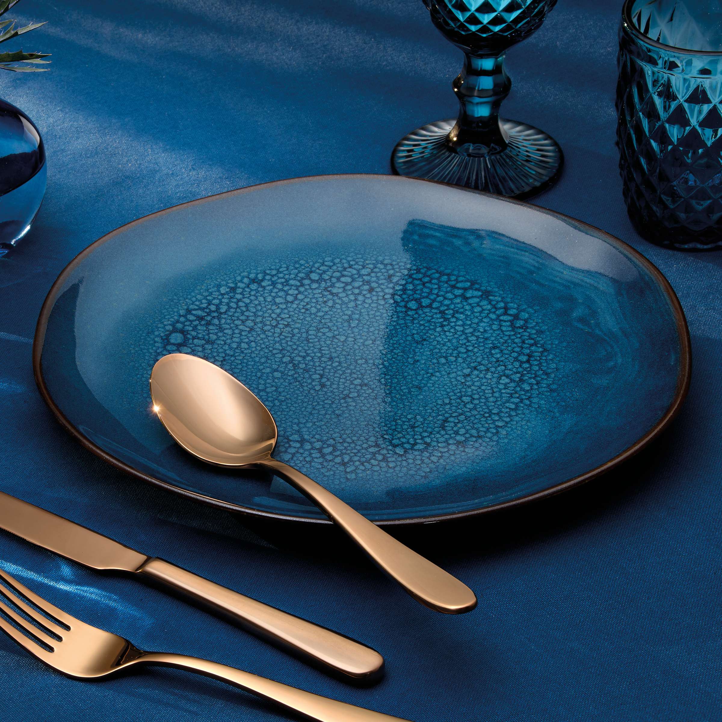 VERTIGO DENIM Speiseteller blau,braun 6 Stück