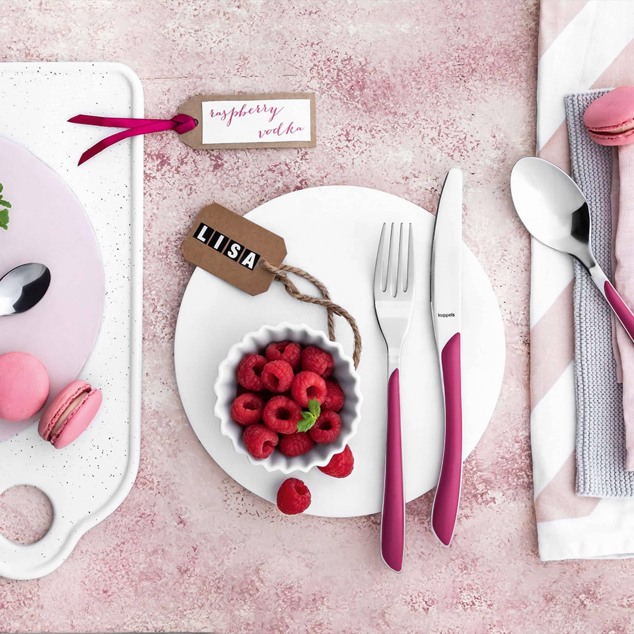 PRISMA Kuchengabel Set 6-teilig himbeerrot