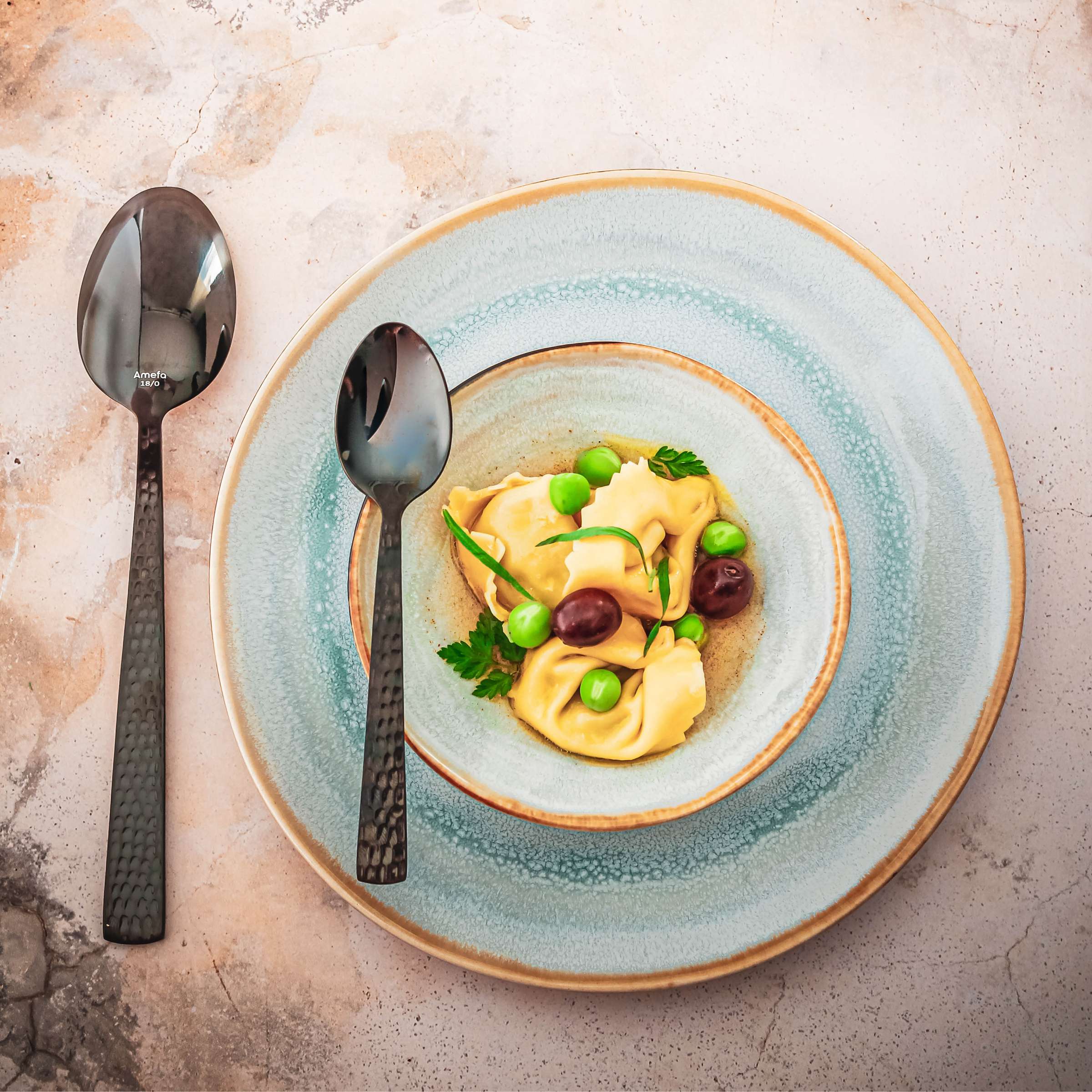 SHADOW AQUA Speiseteller blau,grau 6 Stück