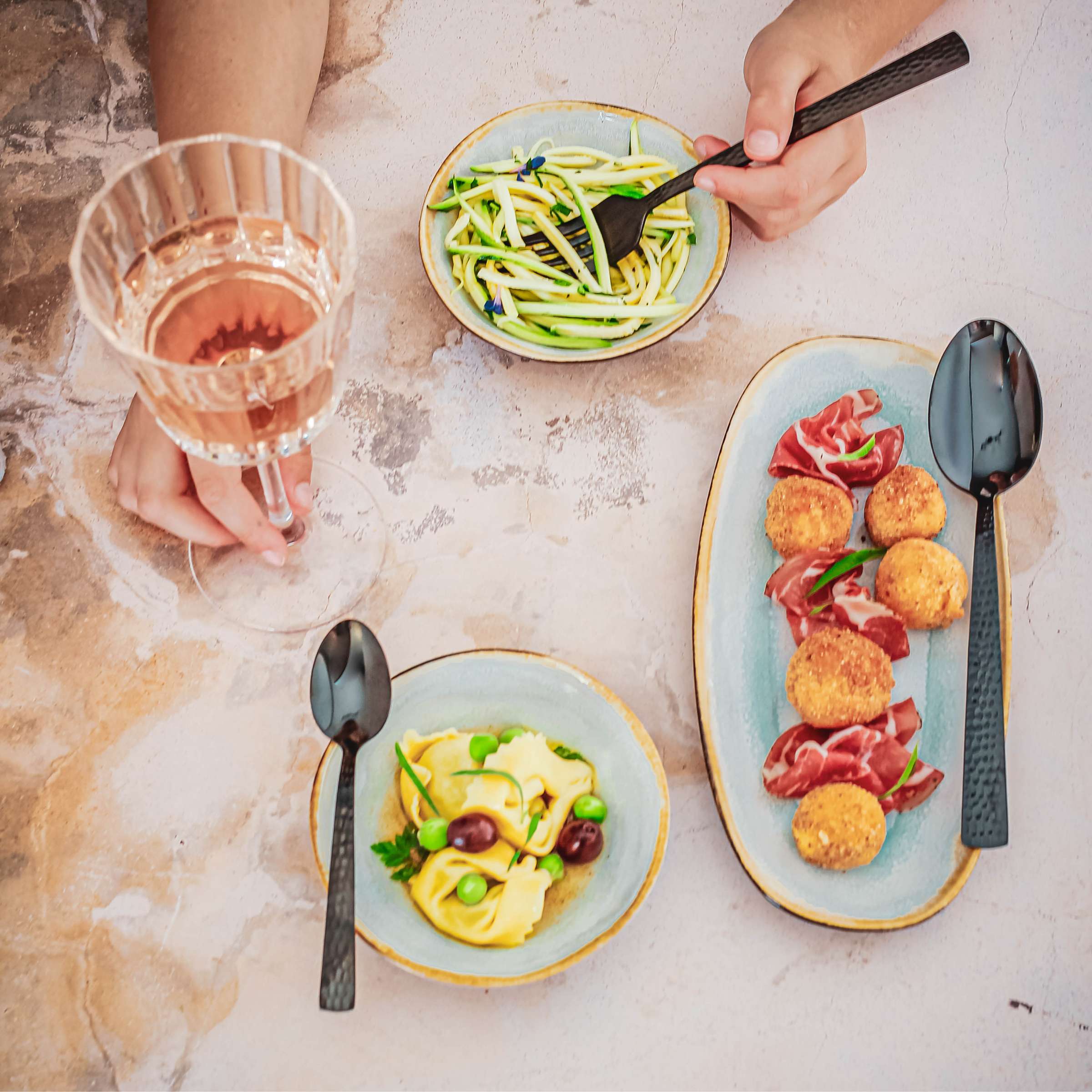 SHADOW AQUA Servierplatte klein blau,grau 6 Stück