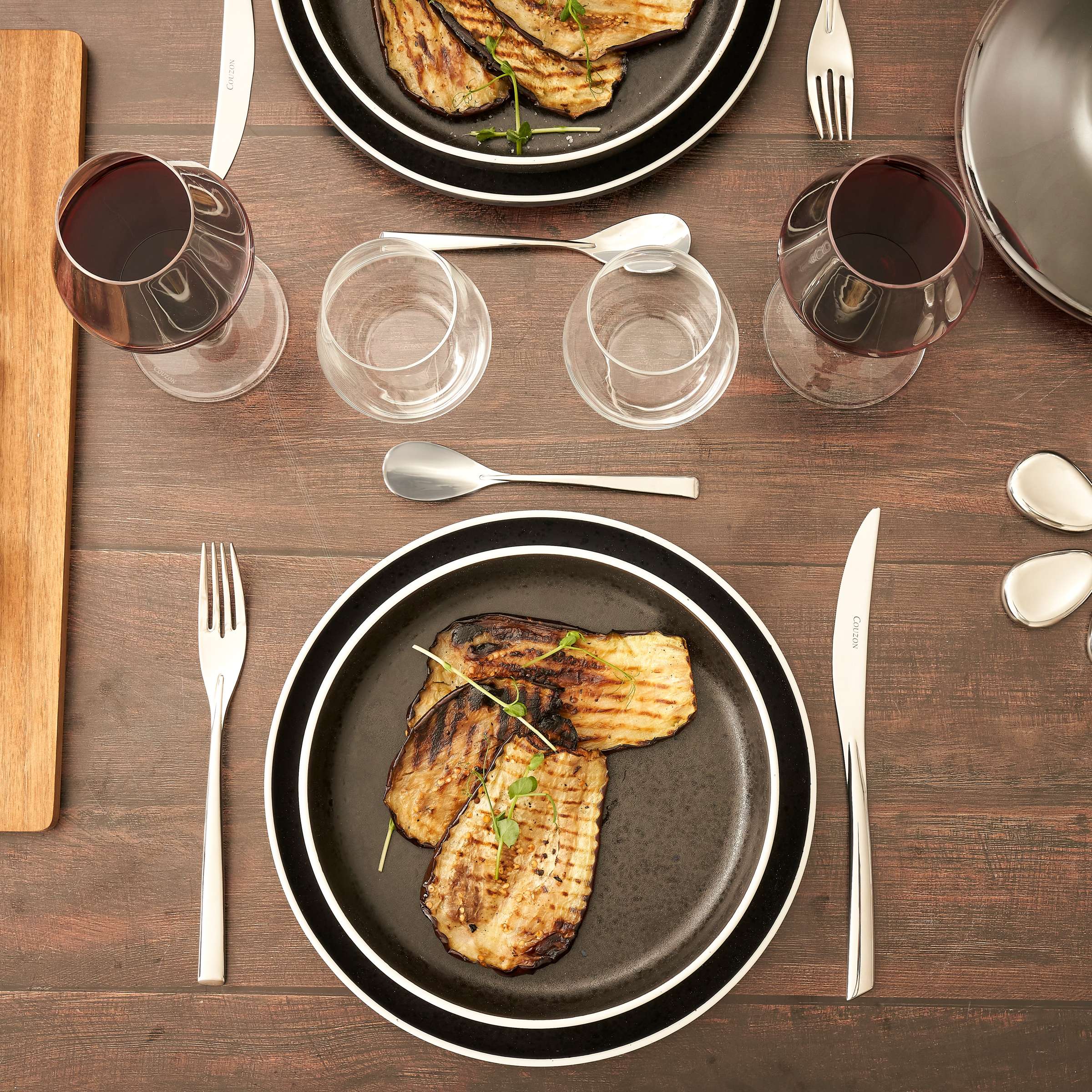 ASTER GRANITE Speiseteller schwarz,weiß 6 Stück