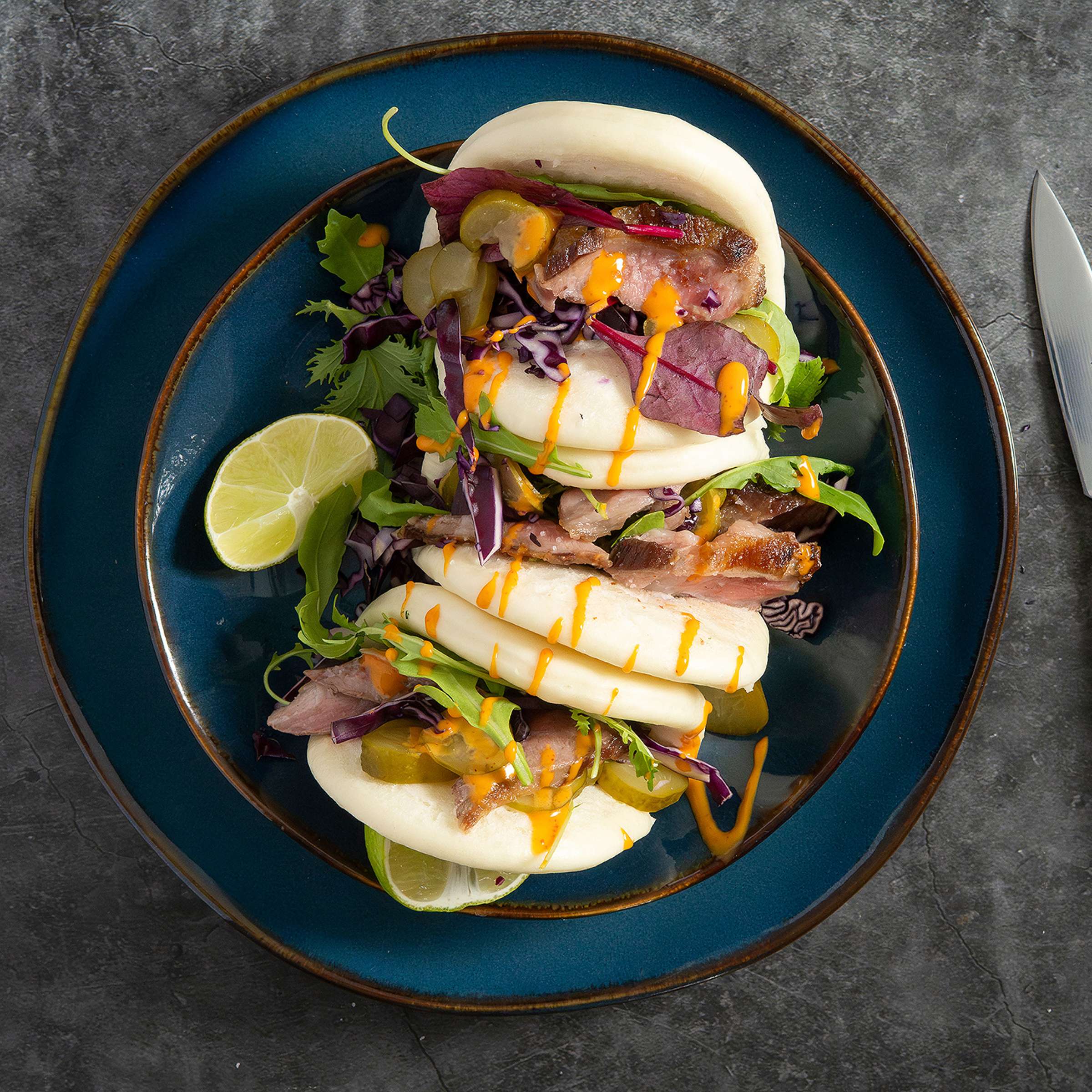 VERTIGO DENIM Salatteller blau,braun 6 Stück